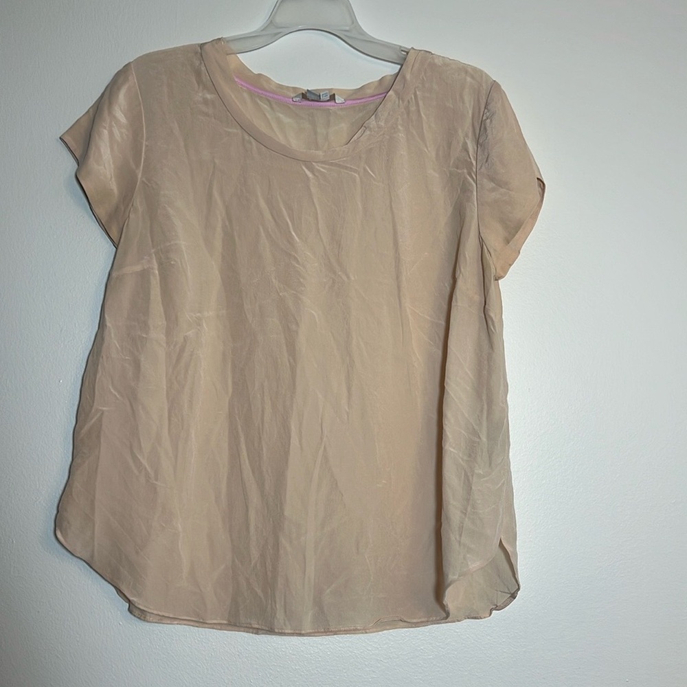 Boden Pink Silk Short Sleeve Shirt Blouse 12